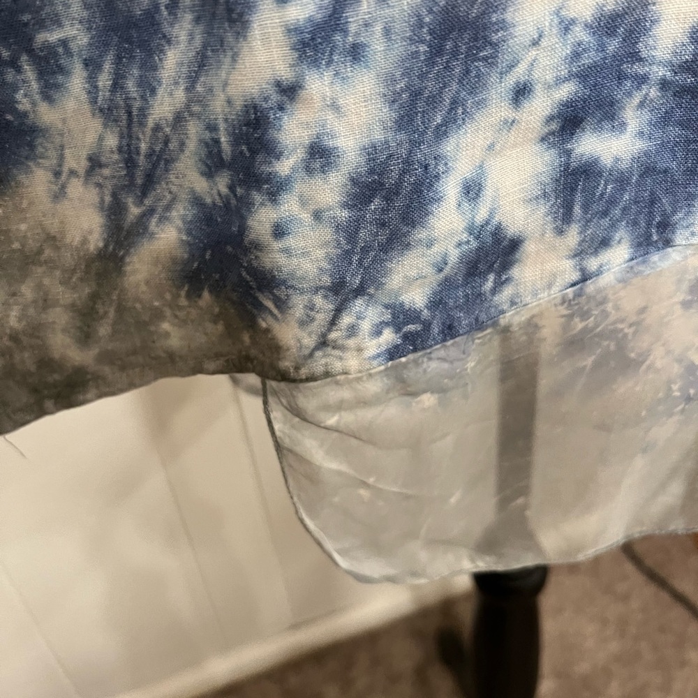 Valentina Naldi asymmetric beige and blue tie dye linen top - Picture 5 of 6